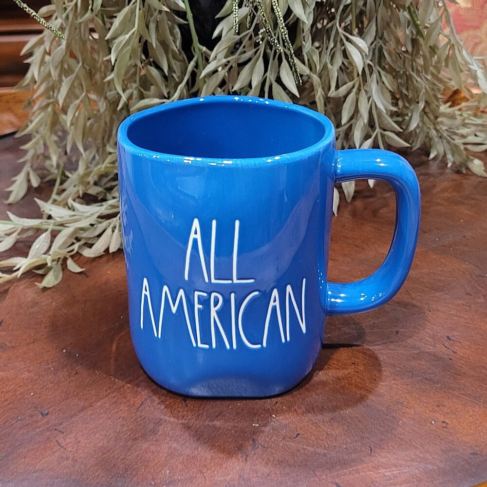 New Rae Dunn ALL AMERICAN Blue Coffee Mug 16 Oz